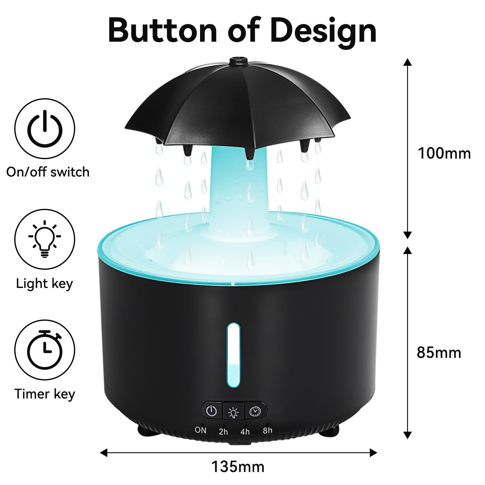 Missfly diffuser with 360° rotating nozzle offers flexible mist direction.
