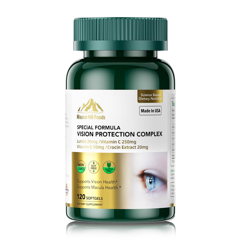 Mission Hill Foods Lutein bottle front view supporting daily eye health