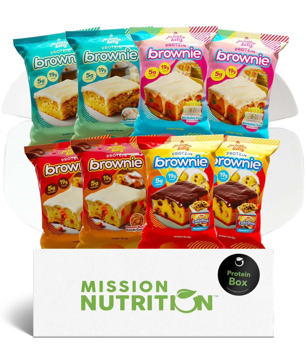 Mission Nutrition Prime Bites Variety Box glazed cinnamon roll – protein-packed snack for on-the-go energy