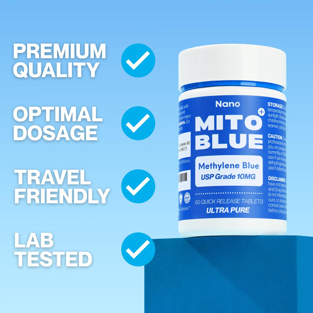 MIT0BLUE Daily wellness routine visual with glass of water.