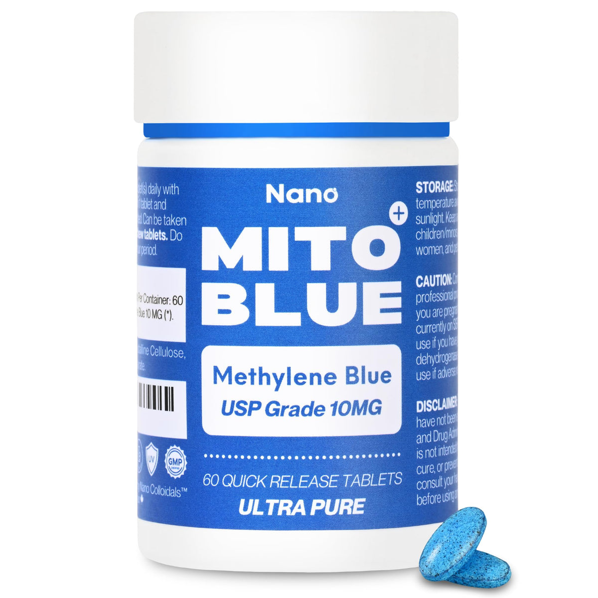 MIT0BLUE Methylene Blue tablet 10mg for easy daily dosing and mess-free use.
