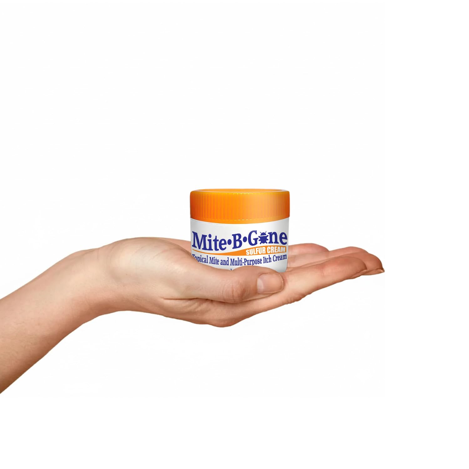 Mite-B-Gone application on skin demonstrates easy, clean rubbing in.