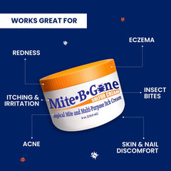 Mite-B-Gone label detail highlights American-made, natural ingredients