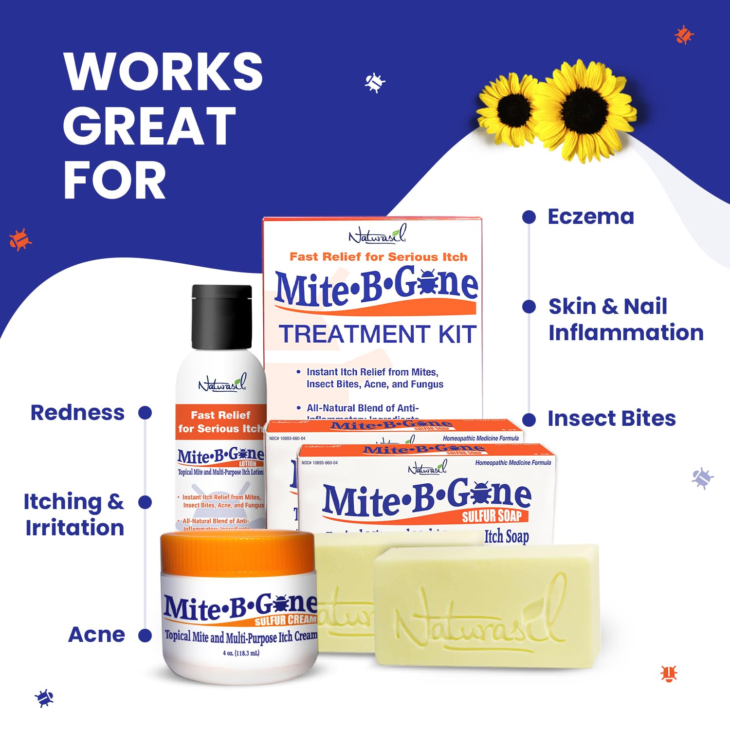 Mite-B-Gone Relief Soap texture close-up highlighting micronized sulfur
