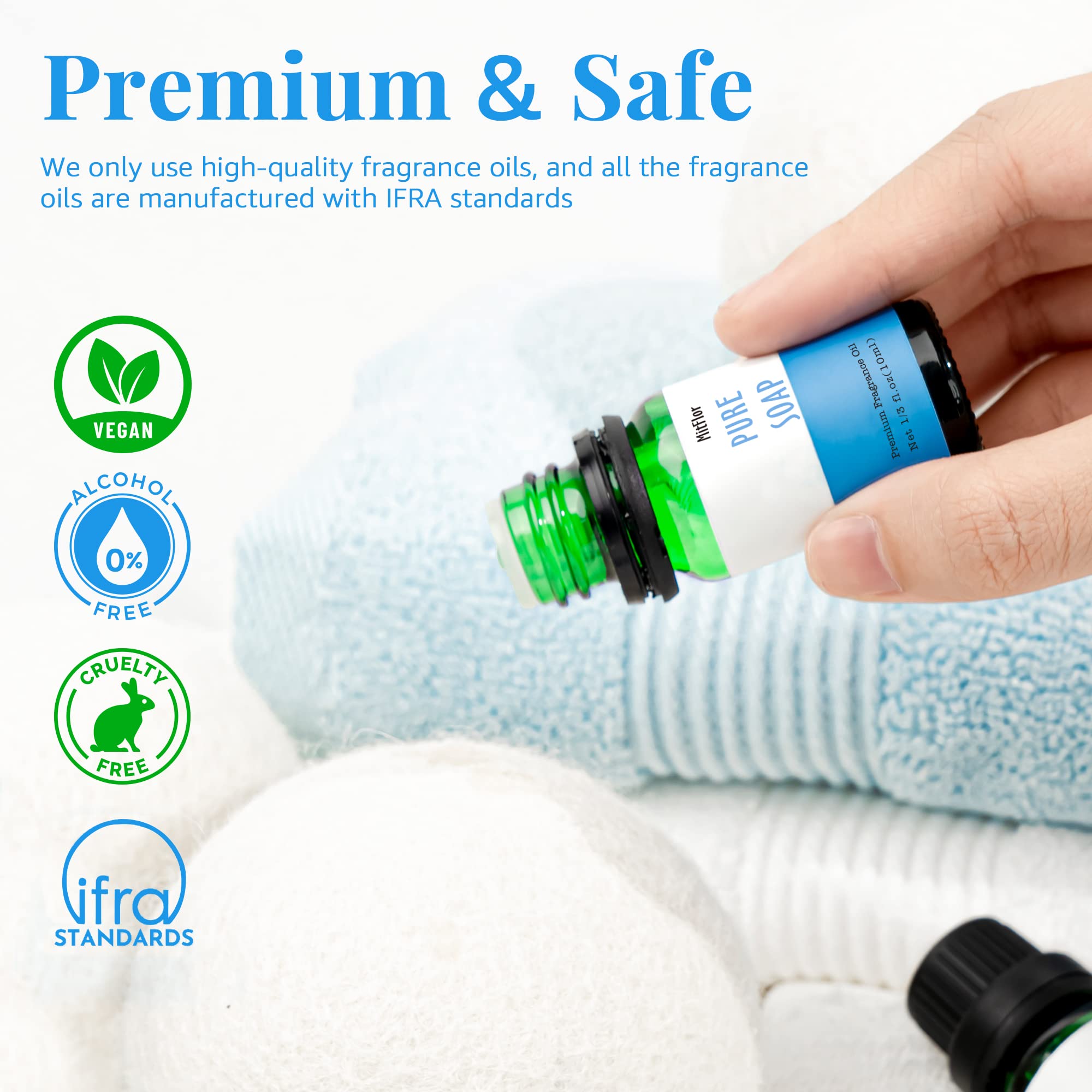 MitFlor Soft Powder fragrance oil bottle for rooms, adding gentle, comforting nuance