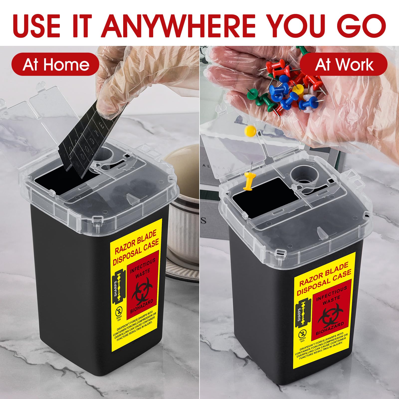 MITINU home-use sharps disposal for safe handling at home or on trips.