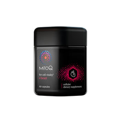 MitoQ +Heart Premium bottle front view highlights the heart health formula.