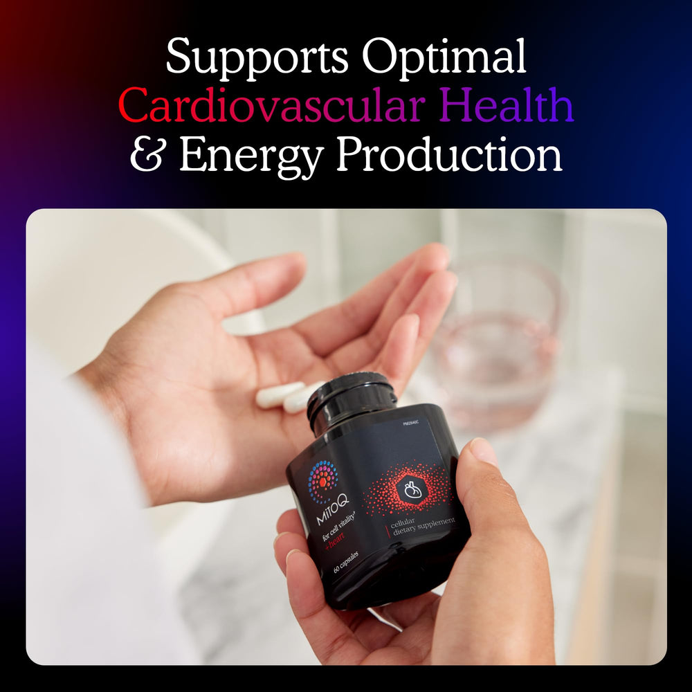 MitoQ +Heart Premium capsules in blister pack for easy daily dosing.