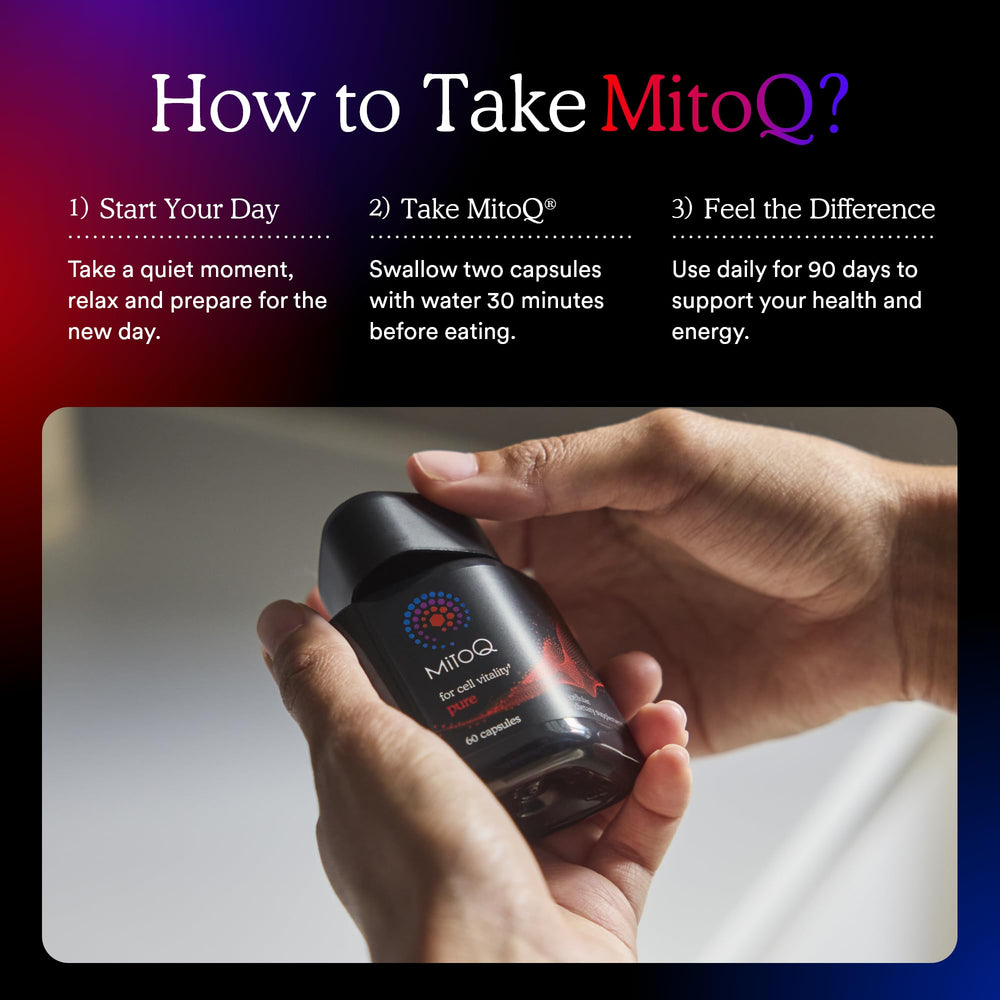 MitoQ Pure clinical data visual hints at researched mitochondrial benefits.