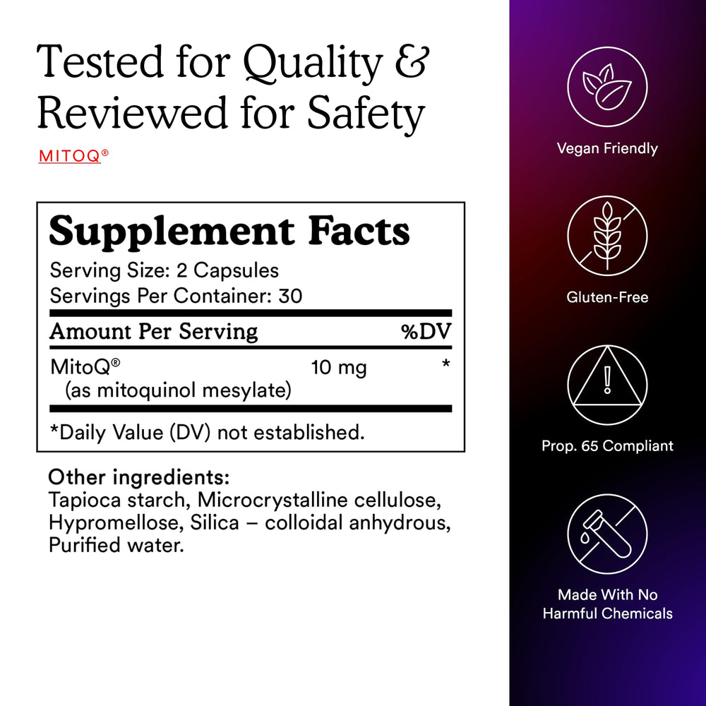MitoQ Pure health scene suggests wellness and sustained vitality.