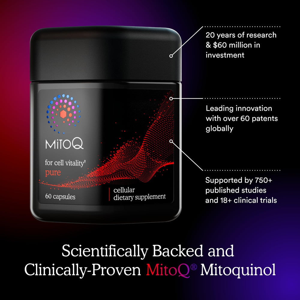 MitoQ Pure ingredients label details mitochondria-targeted antioxidant science