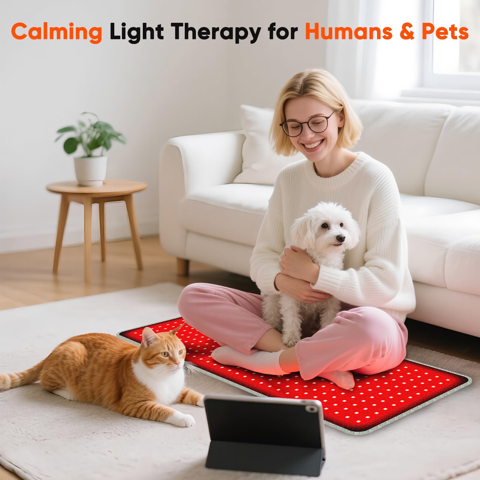MIVANI Red Light Therapy Pad room setup in a living space