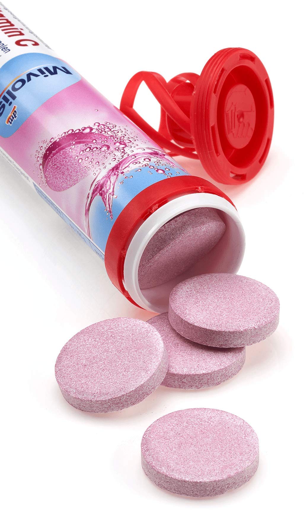 Closeup of Mivolis tablets highlighting gluten-free vegan formula