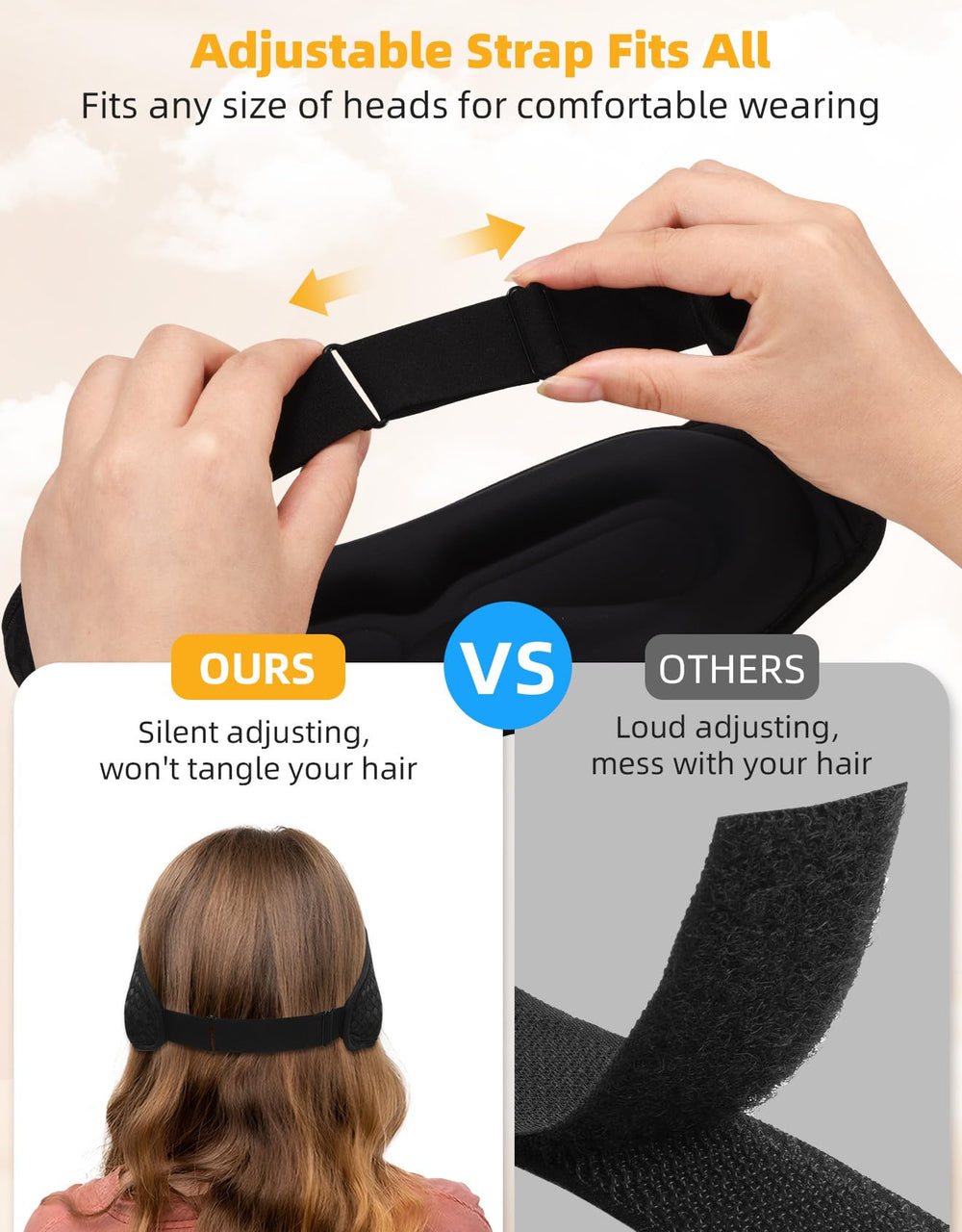 Mixiba adjustable strap showing customizable fit for most head sizes.