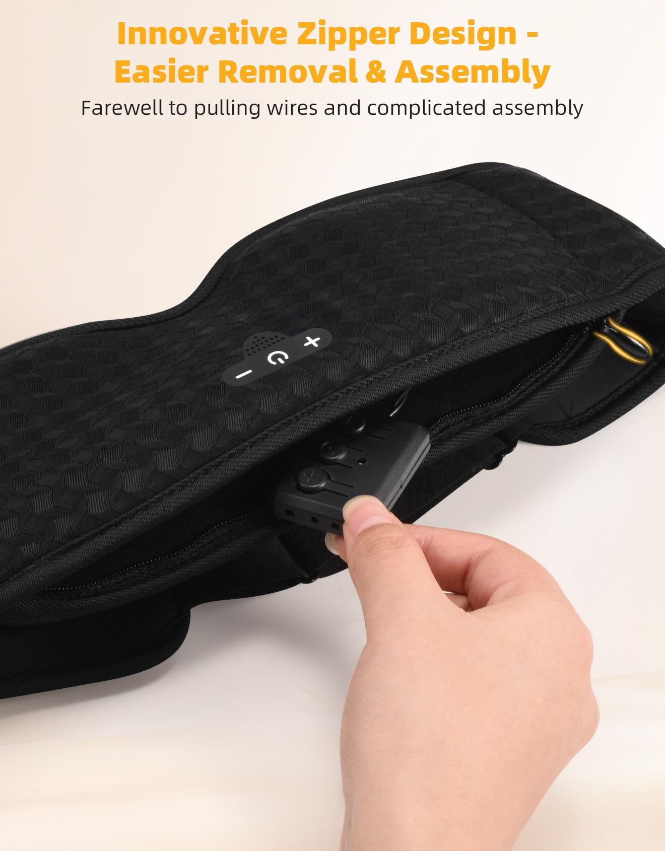 Mixiba easy removal zipper demonstrates quick headphone removal for washing.