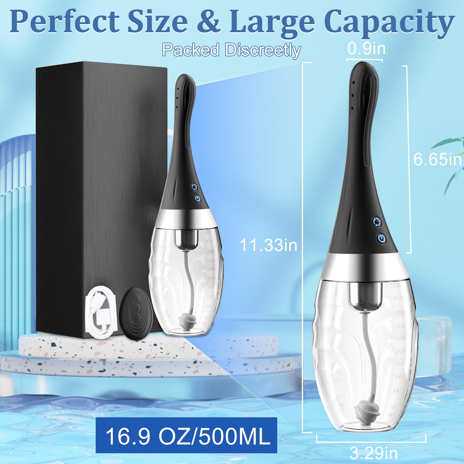 MIXIUALL Enema Douche USB charging keeps the kit ready anywhere