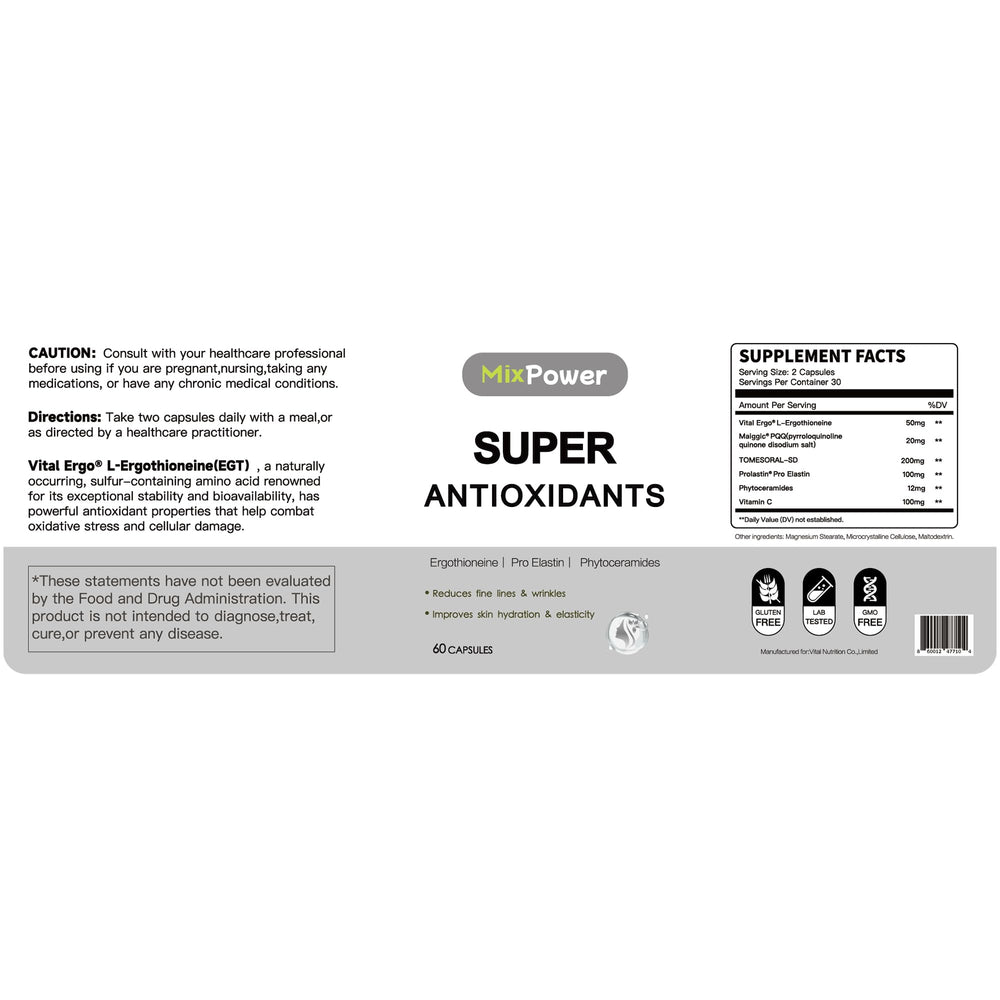 MixPower L-Ergothioneine capsules close-up highlighting soft capsules for antioxidant support