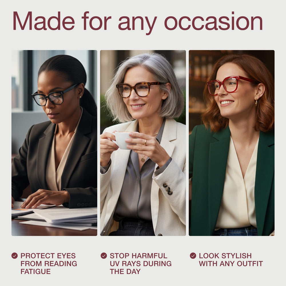 Miyya cheaters eyeglasses blend function with chic everyday use.