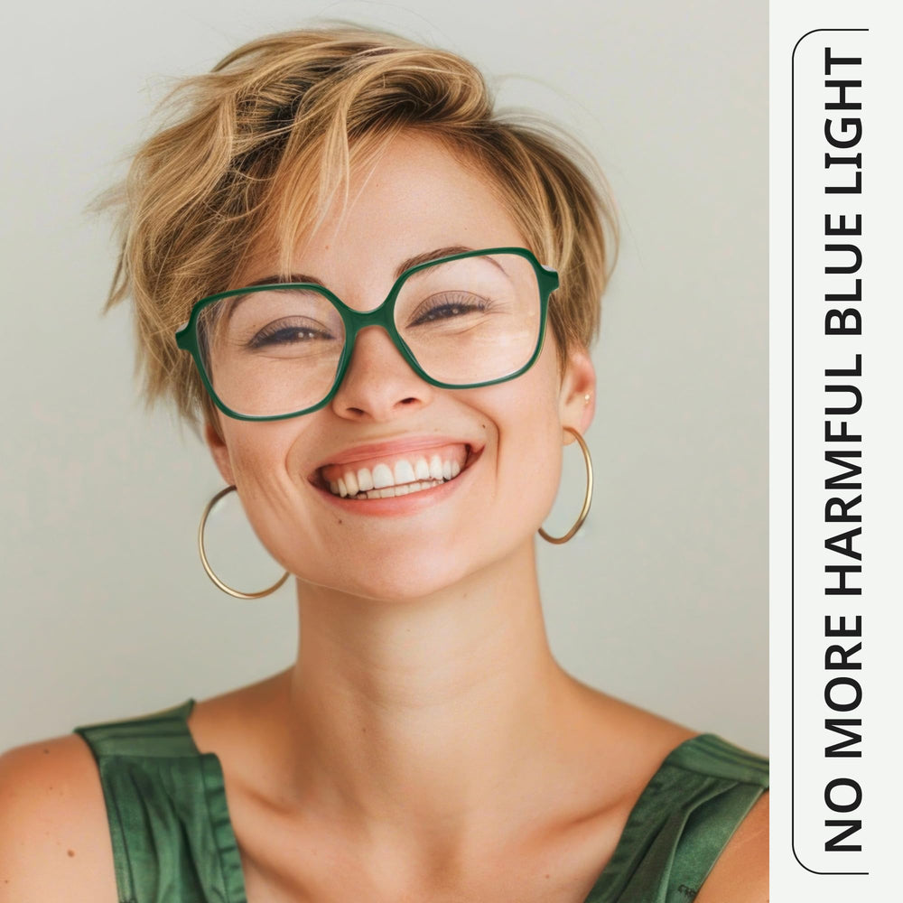 Miyya lightweight frames with polycarbonate lenses for clear color and glow-free wear.