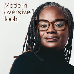 Miyya oversized reader glasses on model for bold look