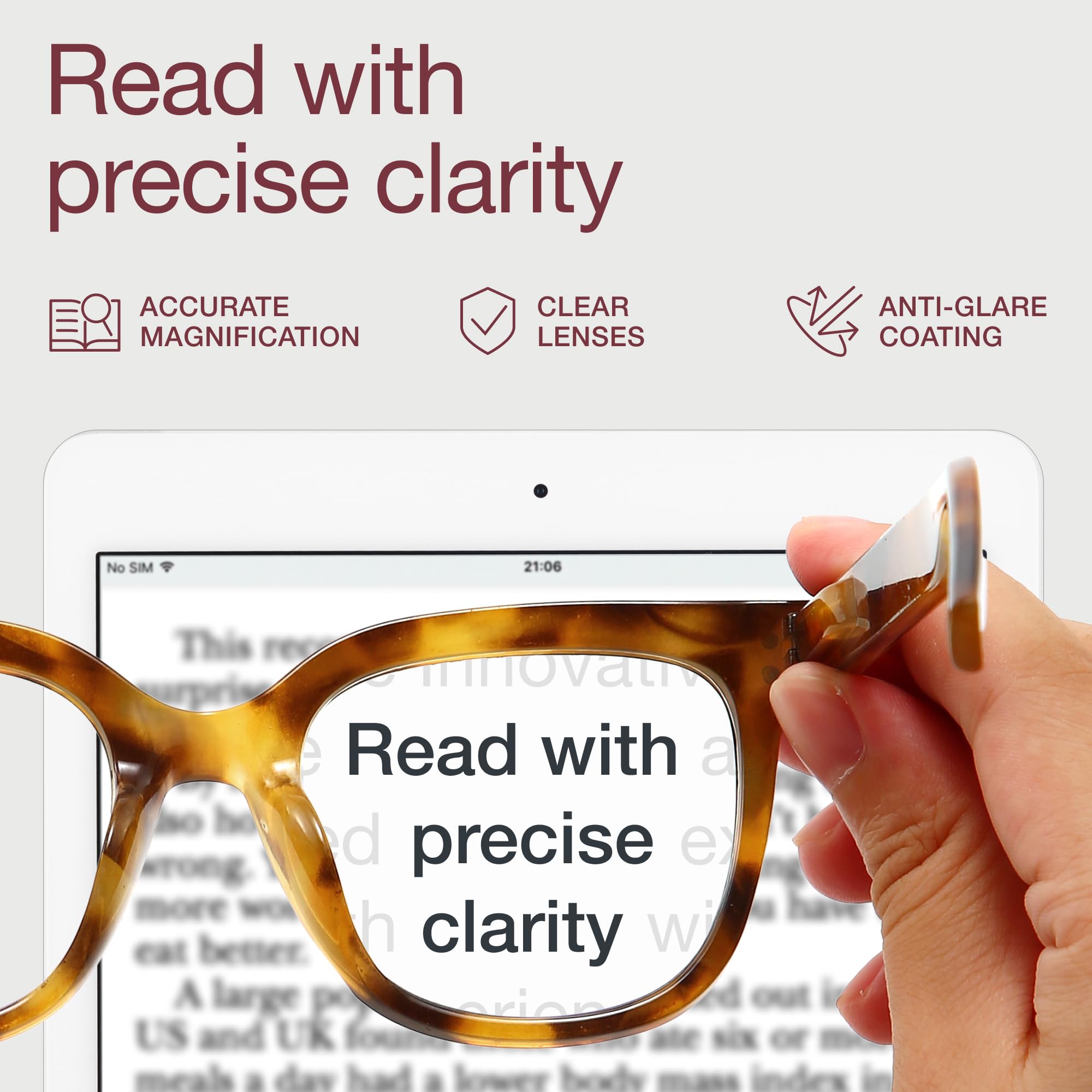 Miyya 1.25 strength readers provide near-vision support for close tasks.