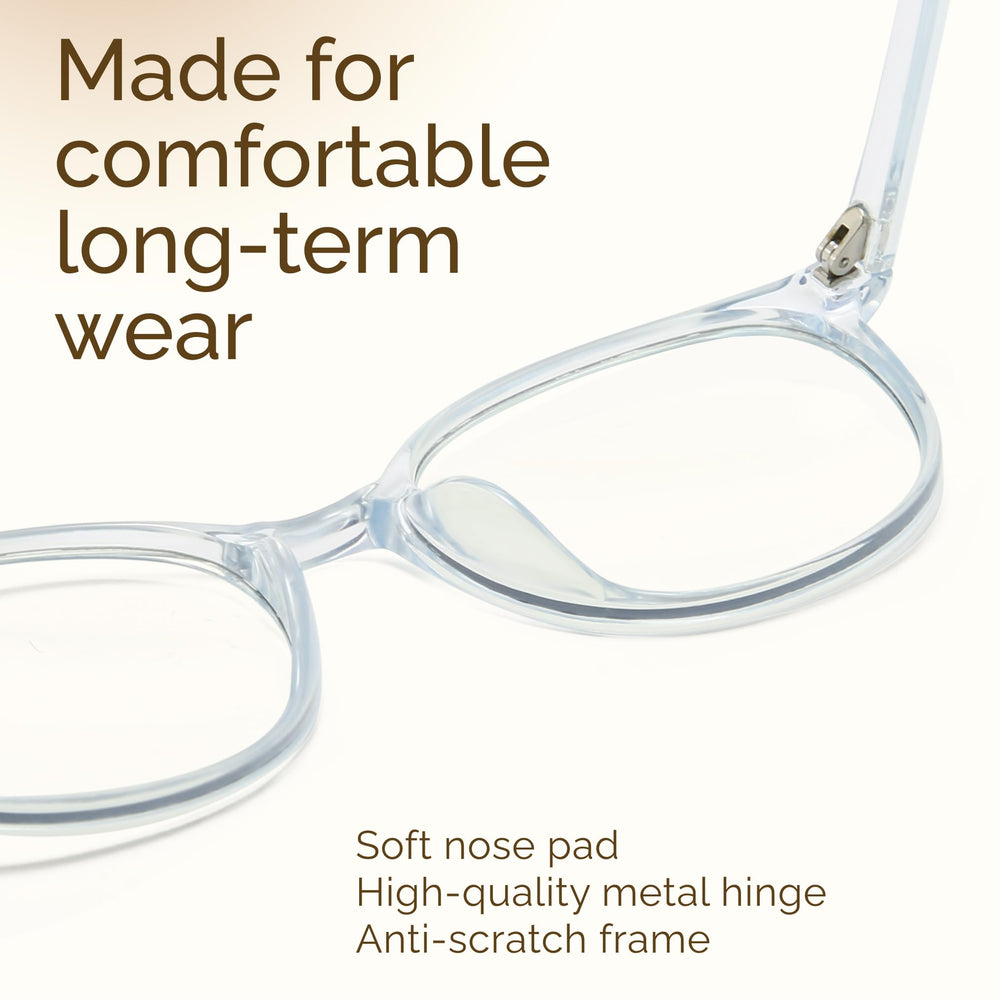 Miyya round transparent frames offer lightweight comfort for all-day wear