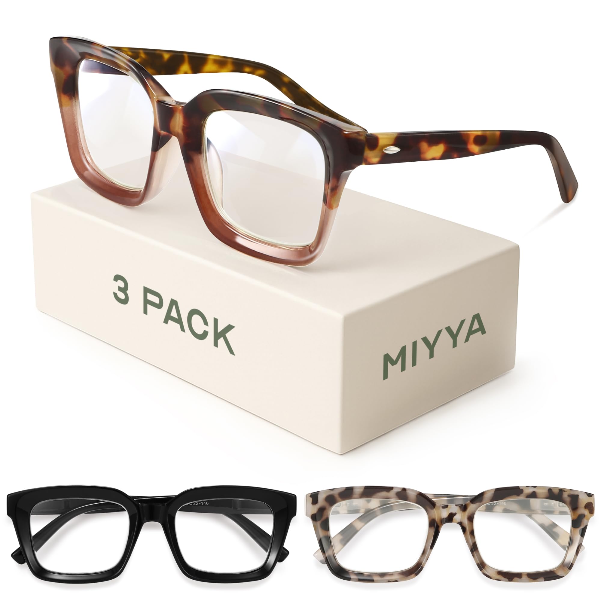 Miyya stylish reading glasses blue-light 4-pack reduce screen strain