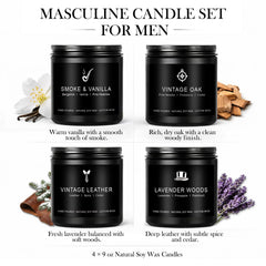 MKCLDE masculine candle set leather woods – refined aroma for evening relaxation