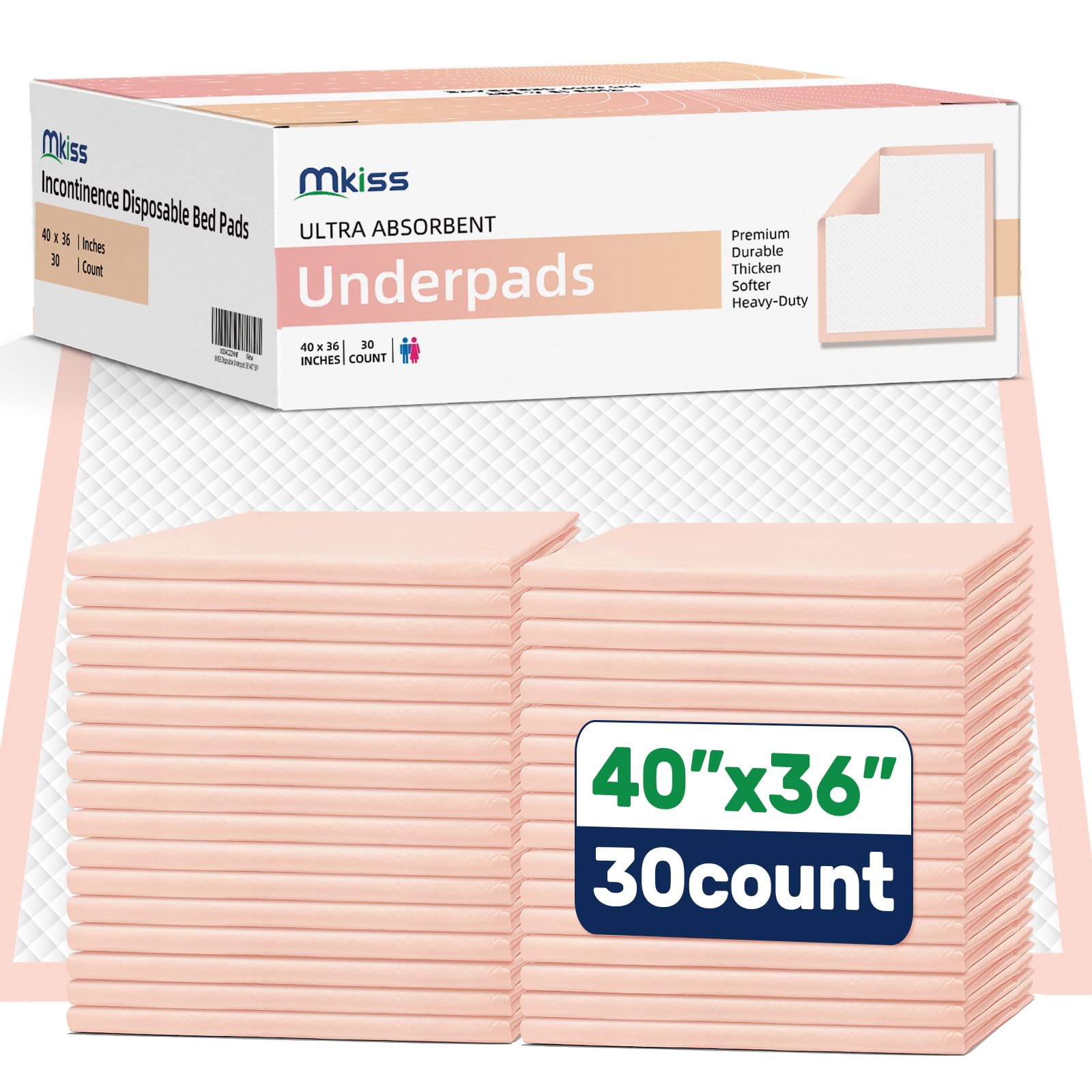 MKISS Extra Large Bed Pad packaging showing size and disposable convenience for care setups