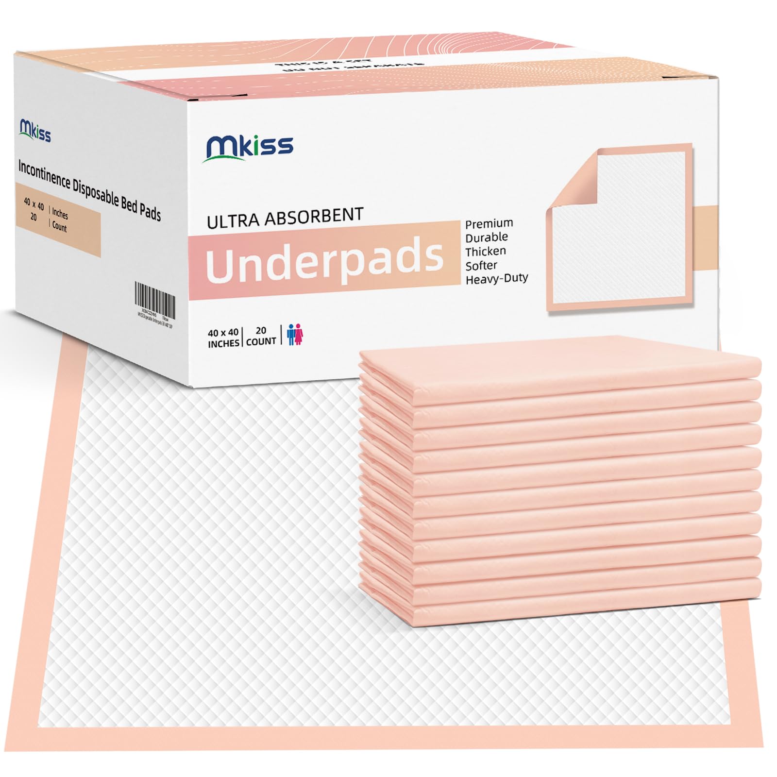 MKISS heavy-duty bed pad showing protective layer for leak protection.