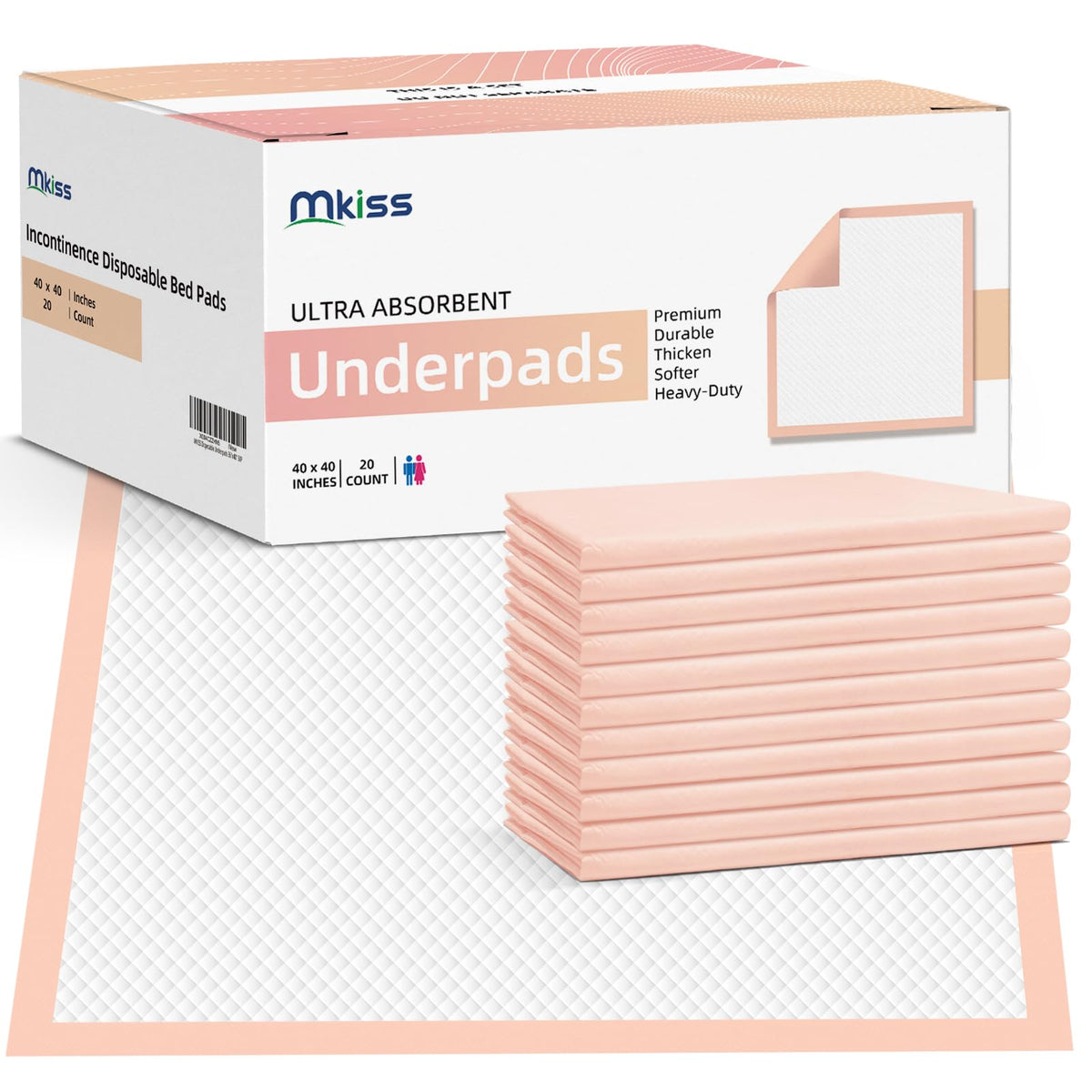 MKISS heavy-duty bed pad showing protective layer for leak protection.
