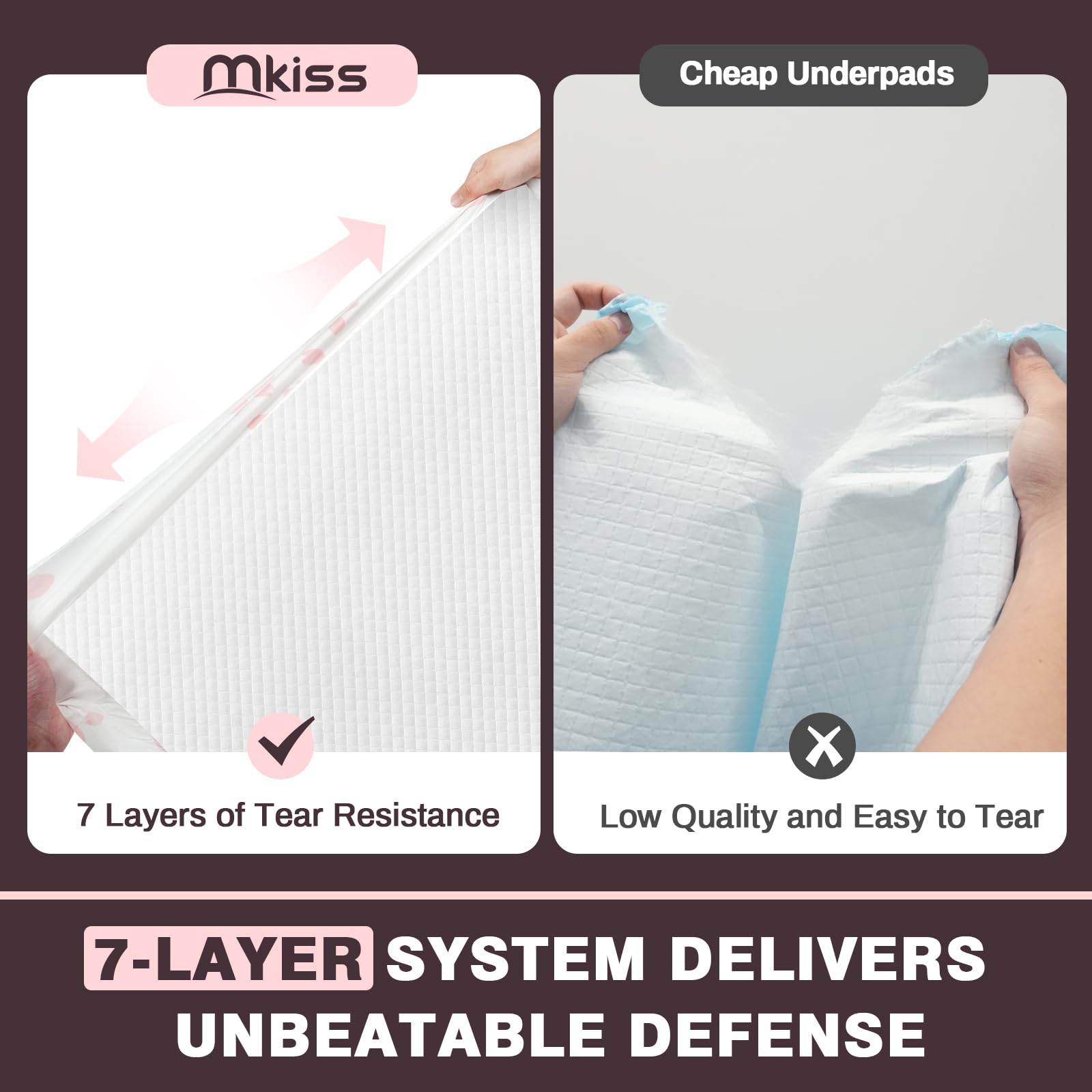 Diamond-quilted non-woven surface disperses moisture quickly for dryness.