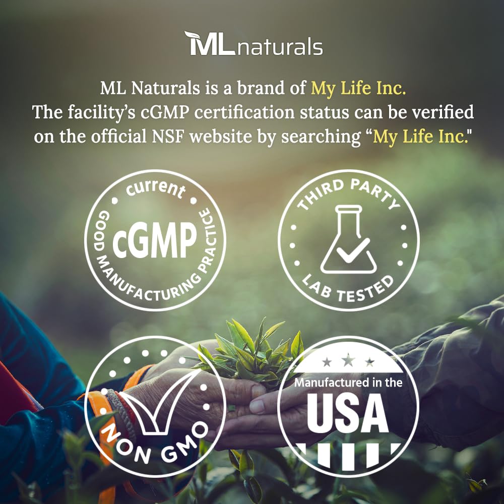 ML Naturals Ashwagandha: sello de calidad NSF para mayor confianza.
