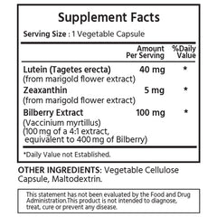 ML Naturals capsules showing lutein zeaxanthin bilberry for convenient use.