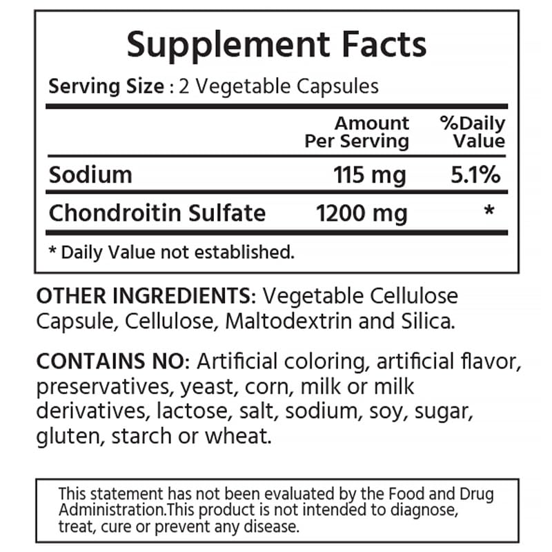 ML Naturals Chondroitin 1200 mg capsules close-up highlighting high potency.