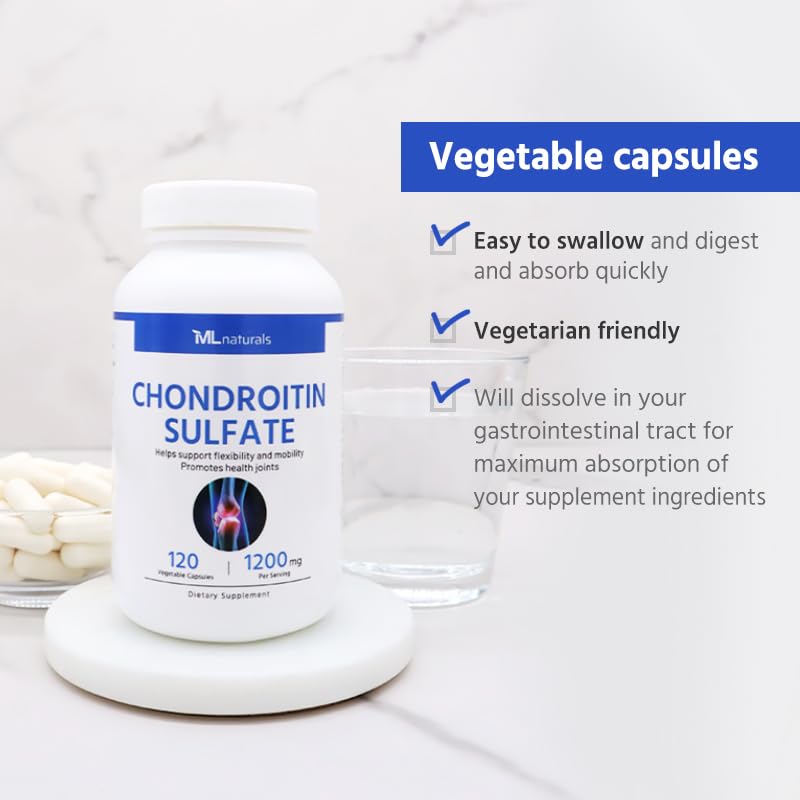 ML Naturals Chondroitin 1200 mg box indicating third‑party lab testing.