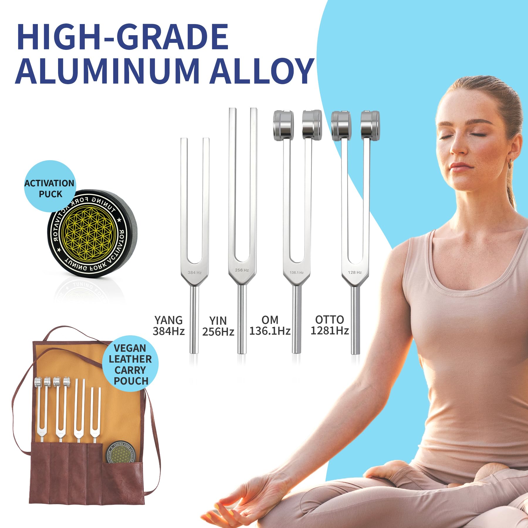 mllusxg tuning forks 128hz close-up suitable for focused meditation