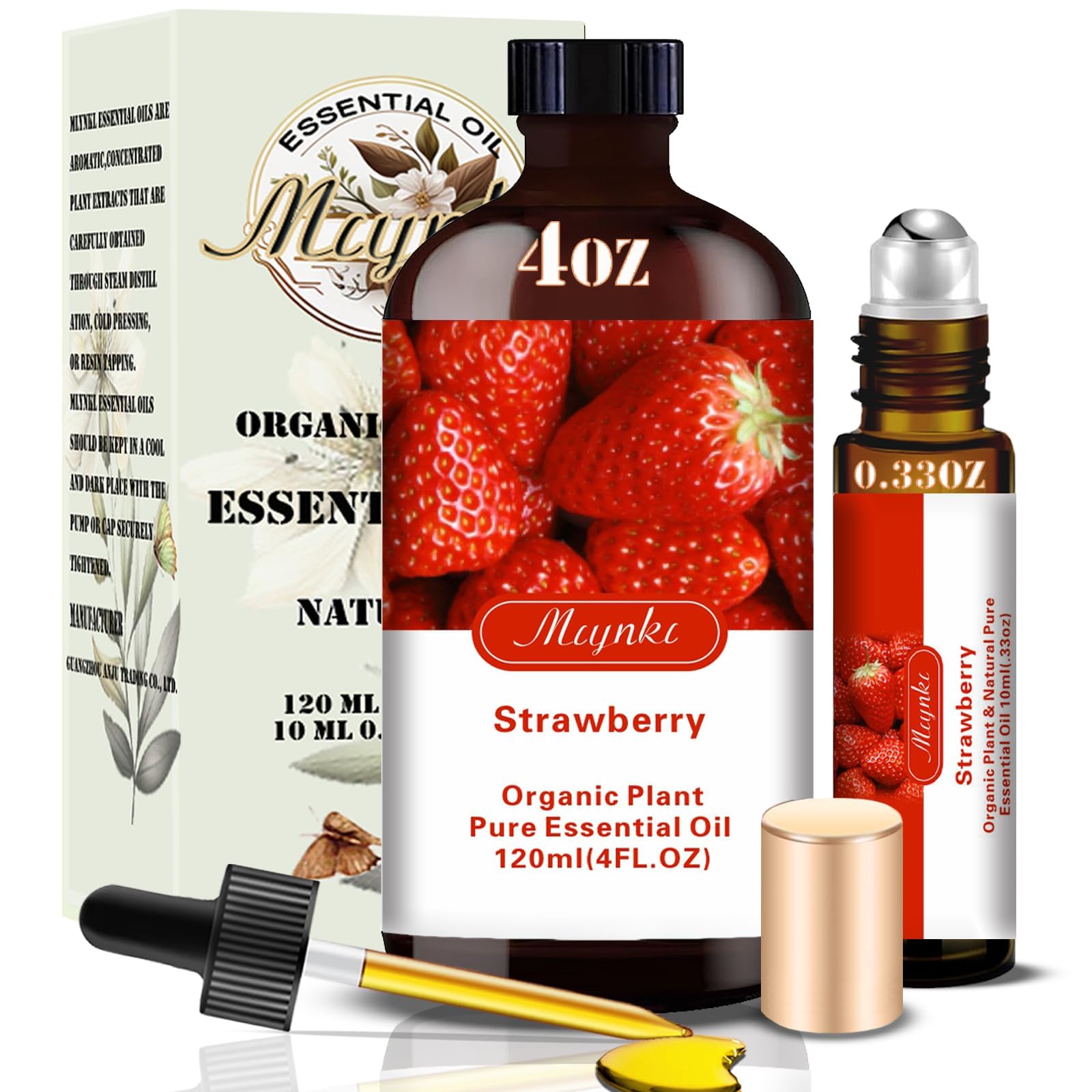 Aceite esencial de fresa mlynkl en botella de 130 ml para difusor, aroma agradable.