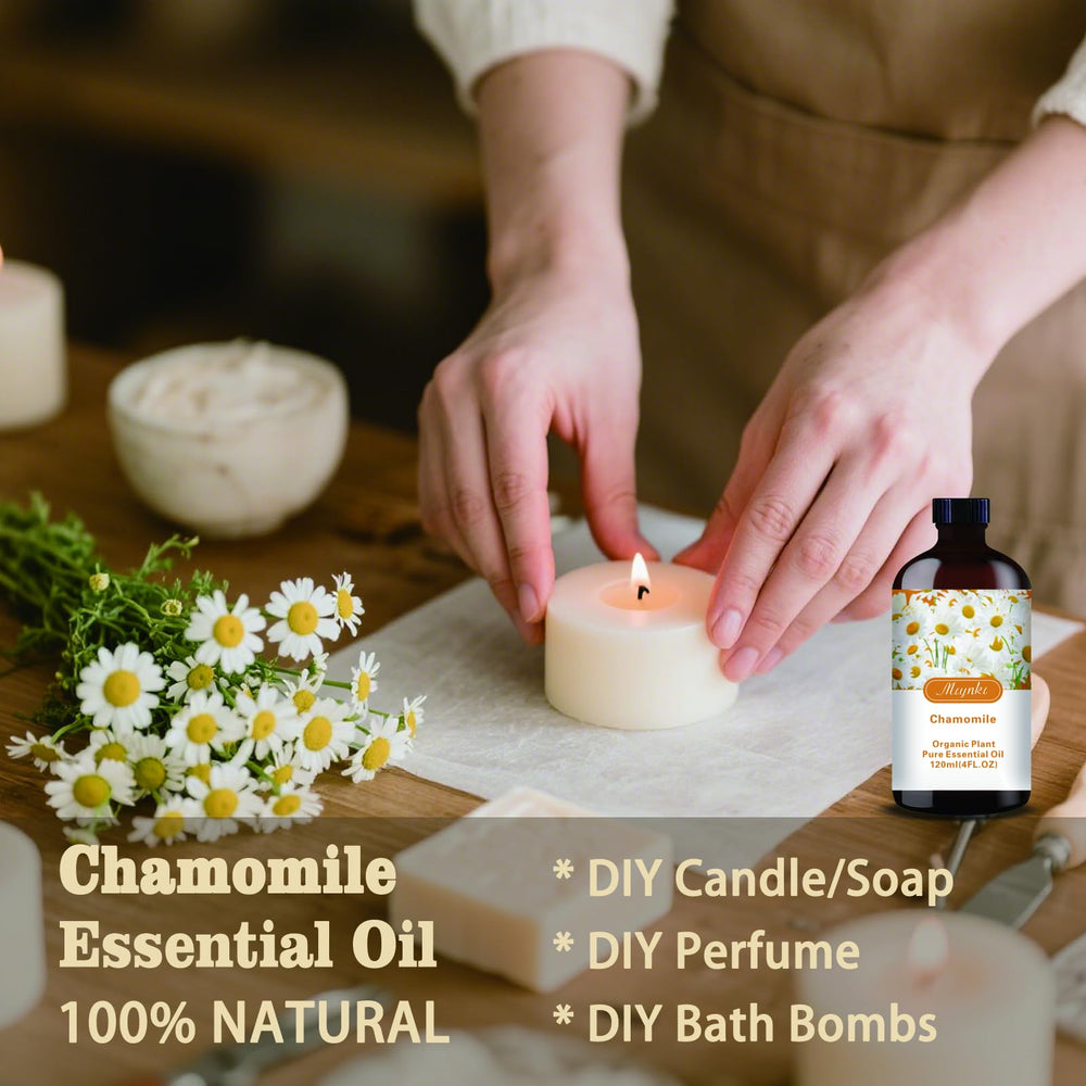 Mlynkl Chamomile essential oil soap making jar for DIY bath products.