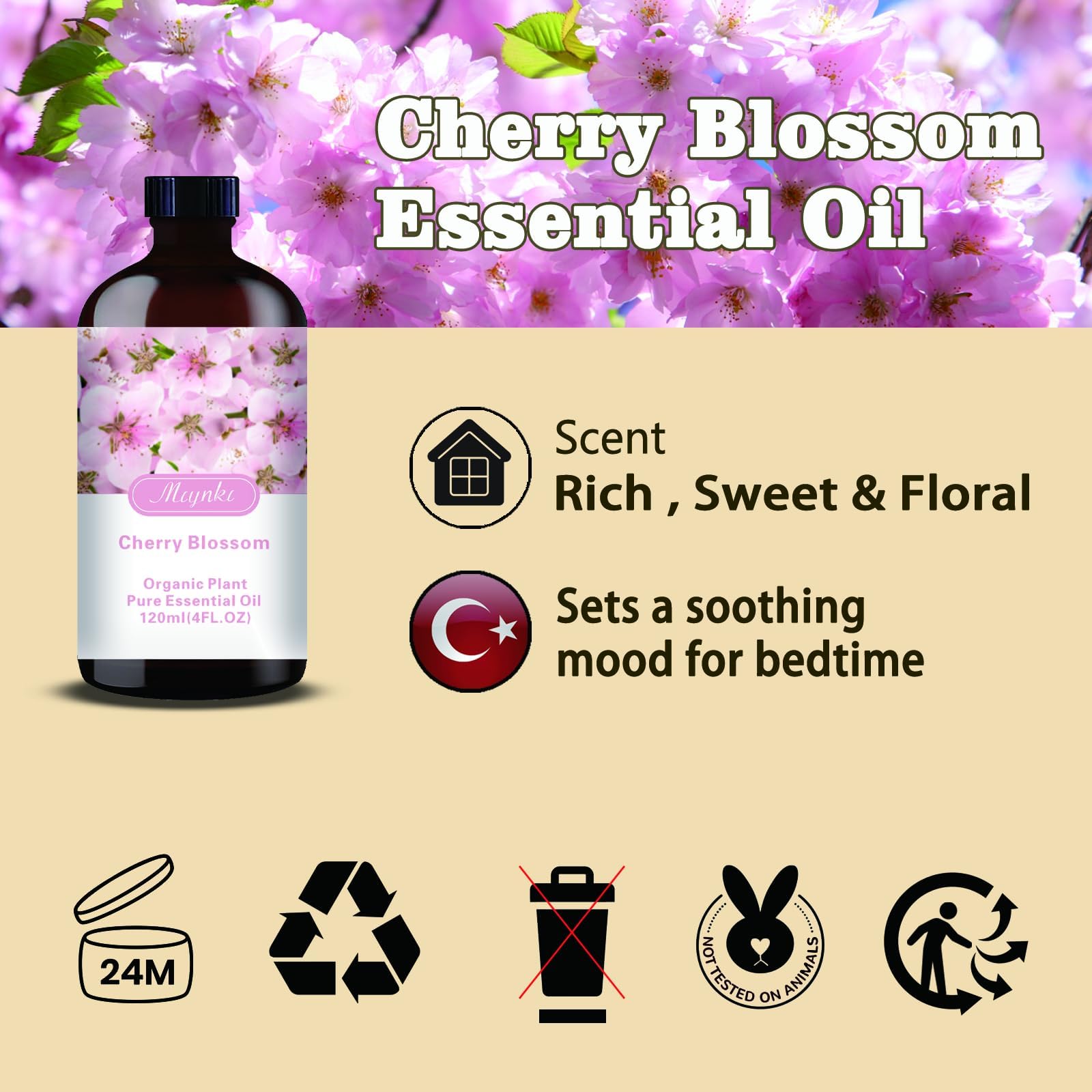 Mlynkl Cherry Blossom diffuser in room setting with soft fragrance.