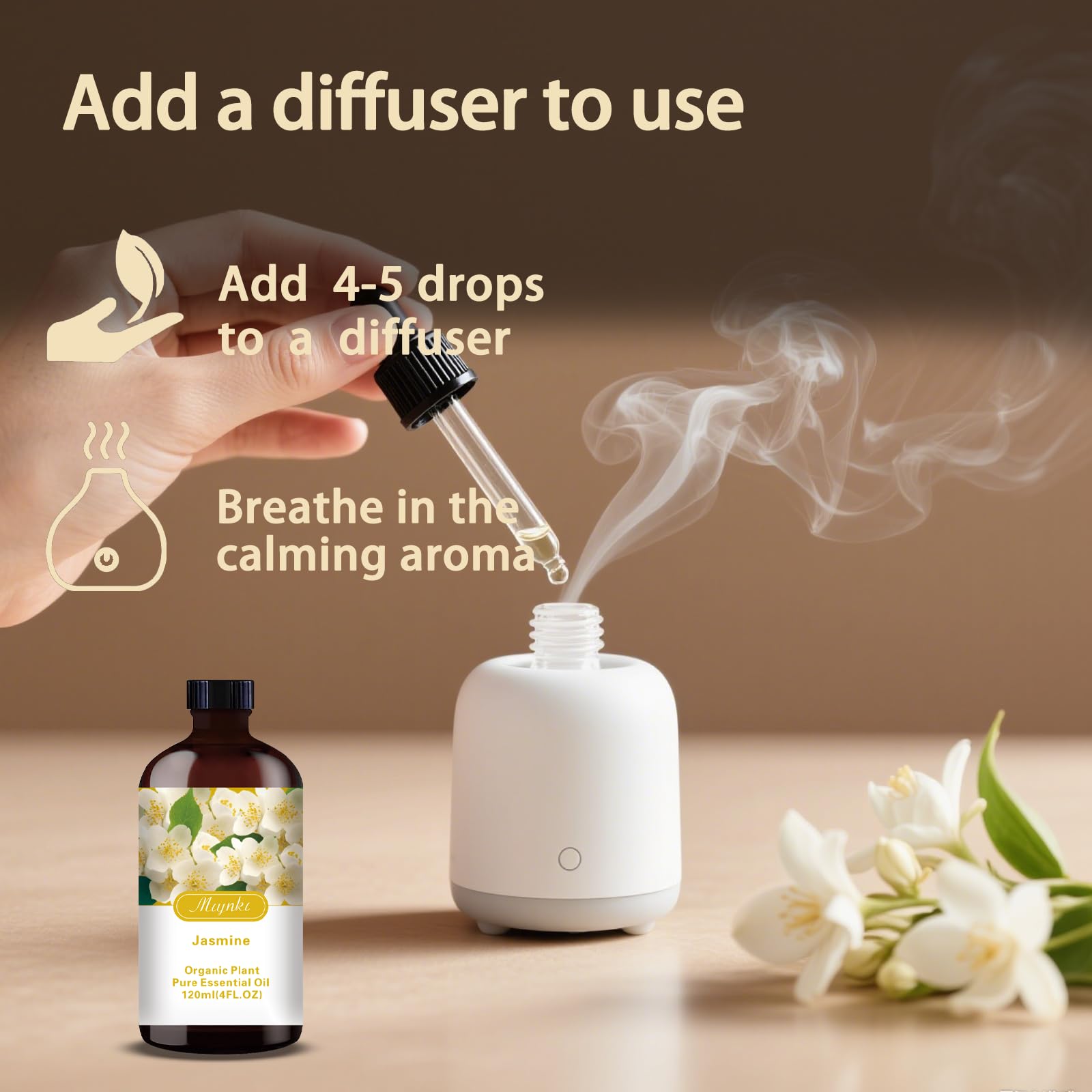 Mlynkl Jasmine Essential Oil bath aroma offers a calming ambiance during soaking.