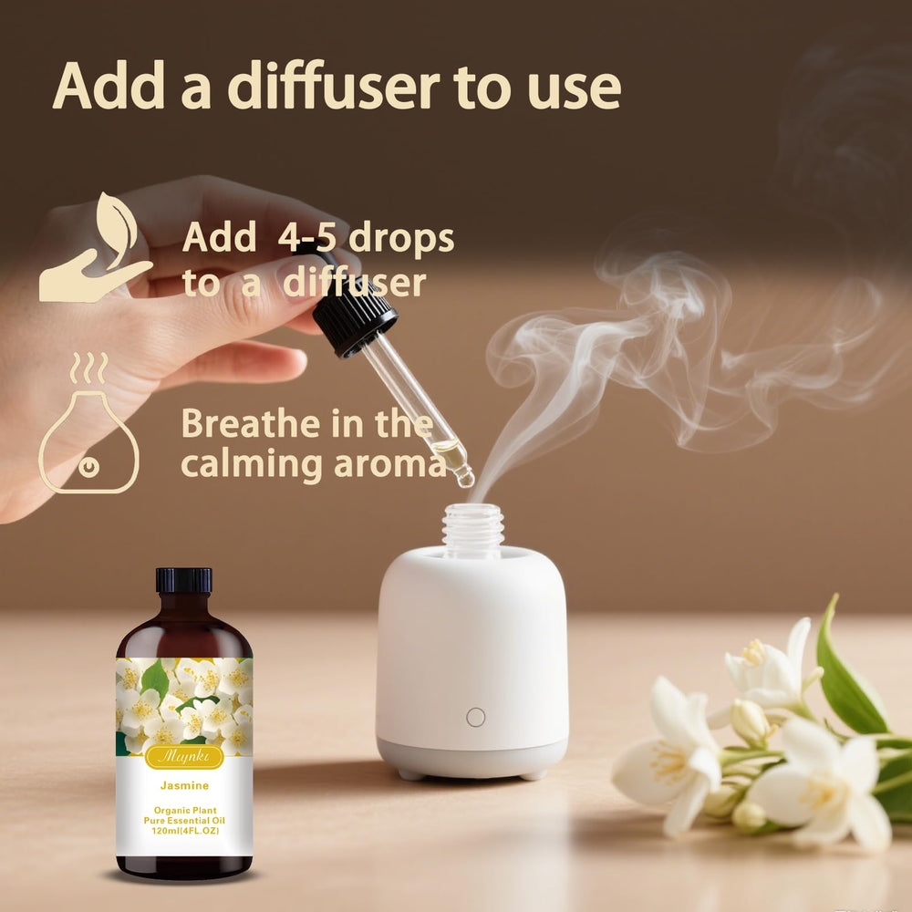 Mlynkl Jasmine Essential Oil bath aroma offers a calming ambiance during soaking.