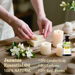 Mlynkl Jasmine Essential Oil candle making highlights the soothing scent in homemade candles.