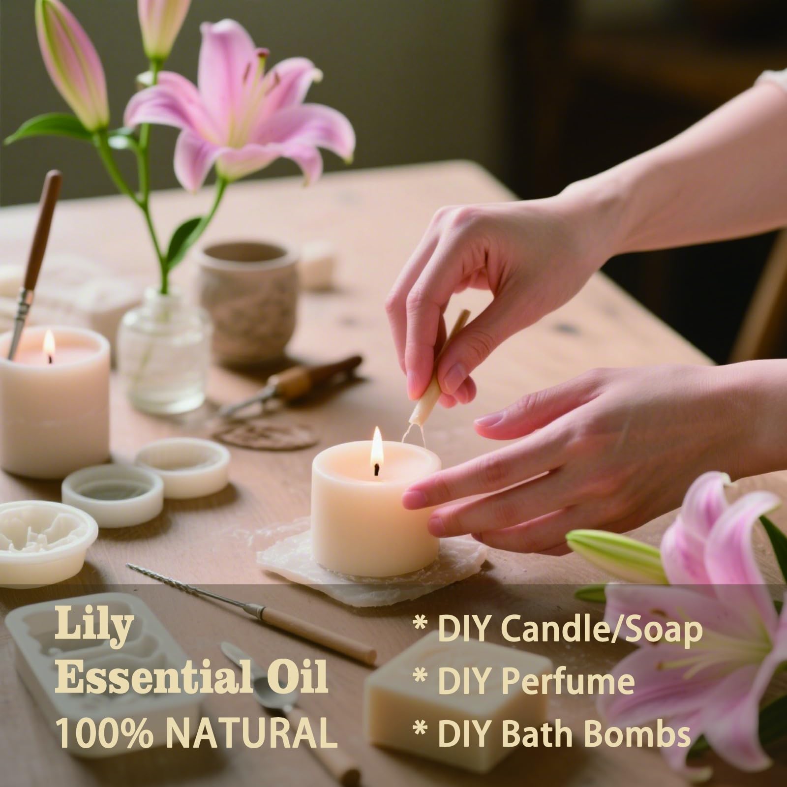 Mlynkl Lily oil in diffuser setup for room aroma