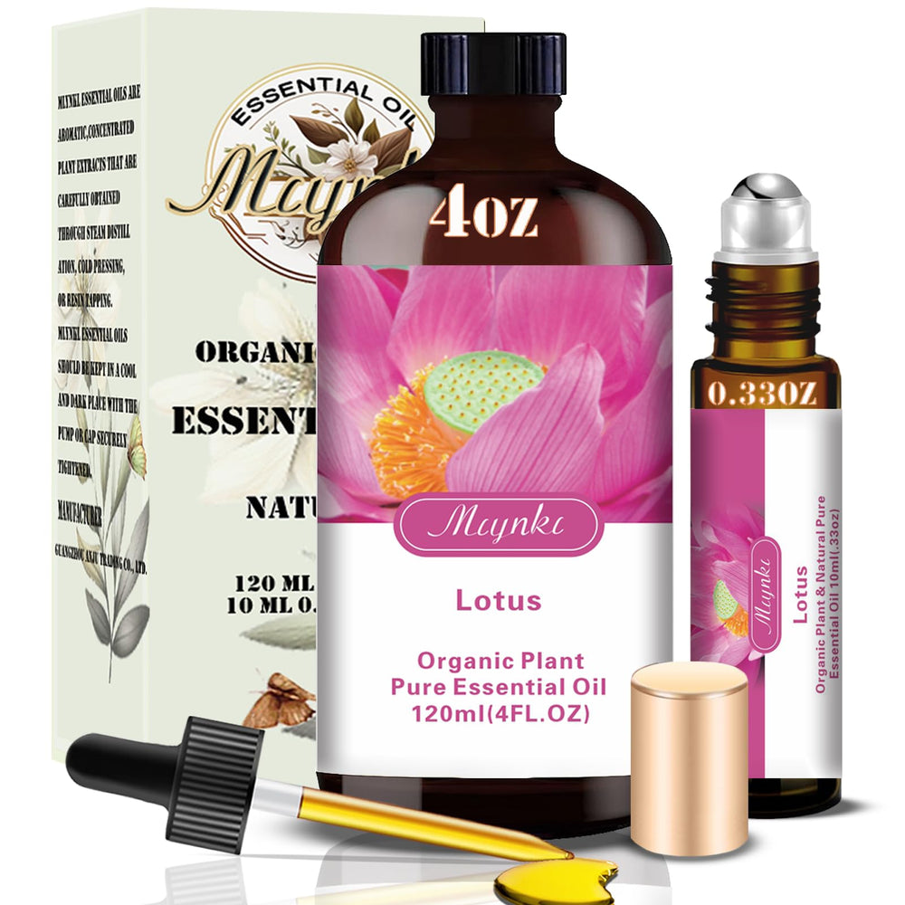 Mlynkl Lotus essential oil bottle pour for calming diffuser sessions