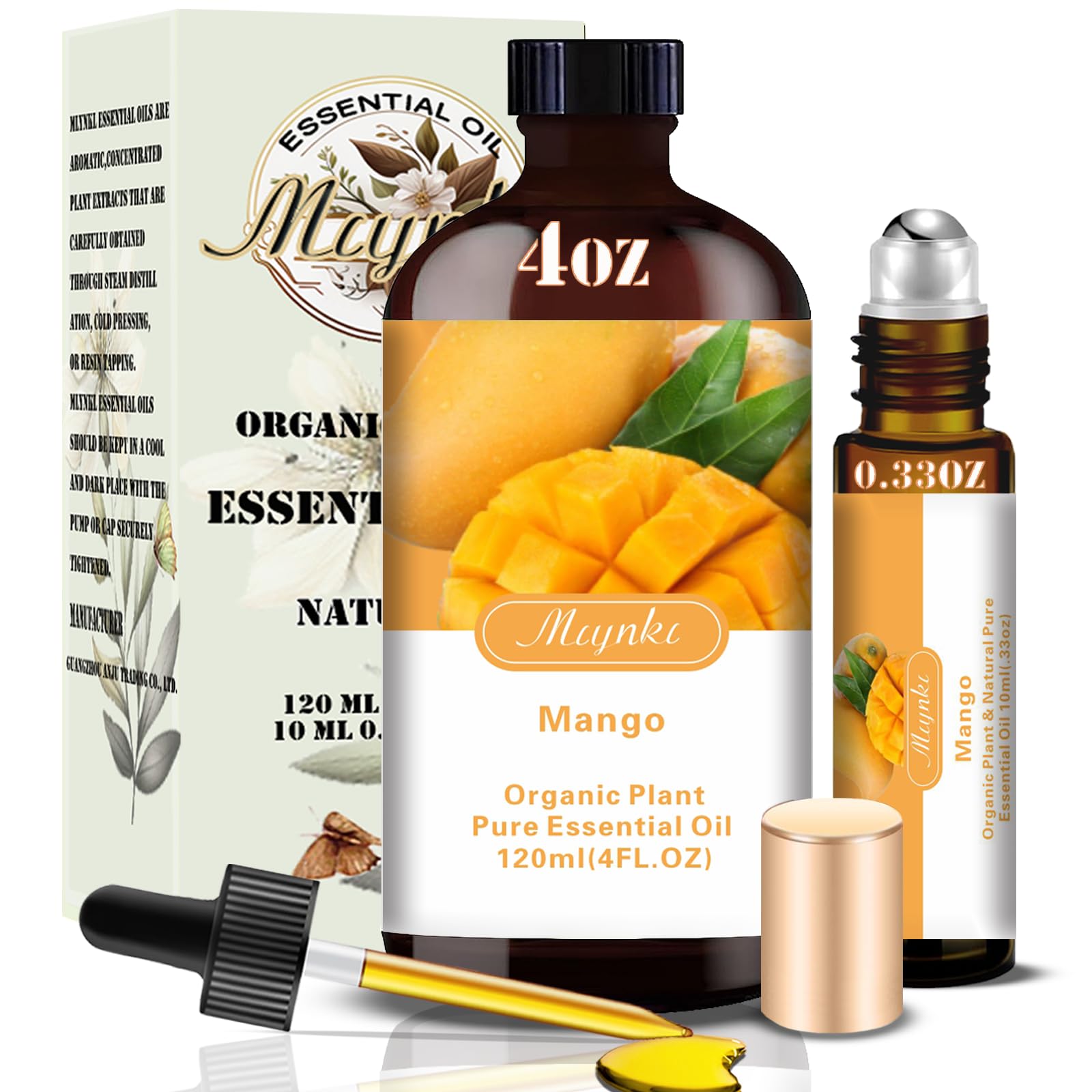 Mlynkl Mango essential oil bottle for diffusers and home fragrance.