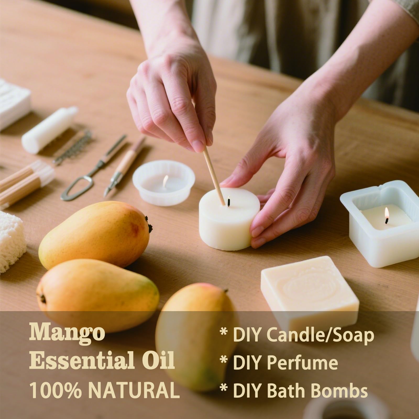 Mlynkl Mango fragrance oil in DIY soaps for fresh fragrance.