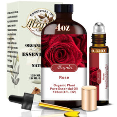 Mlynkl Rose essential oil bottle-pour for diffusers and spa-like ambiance