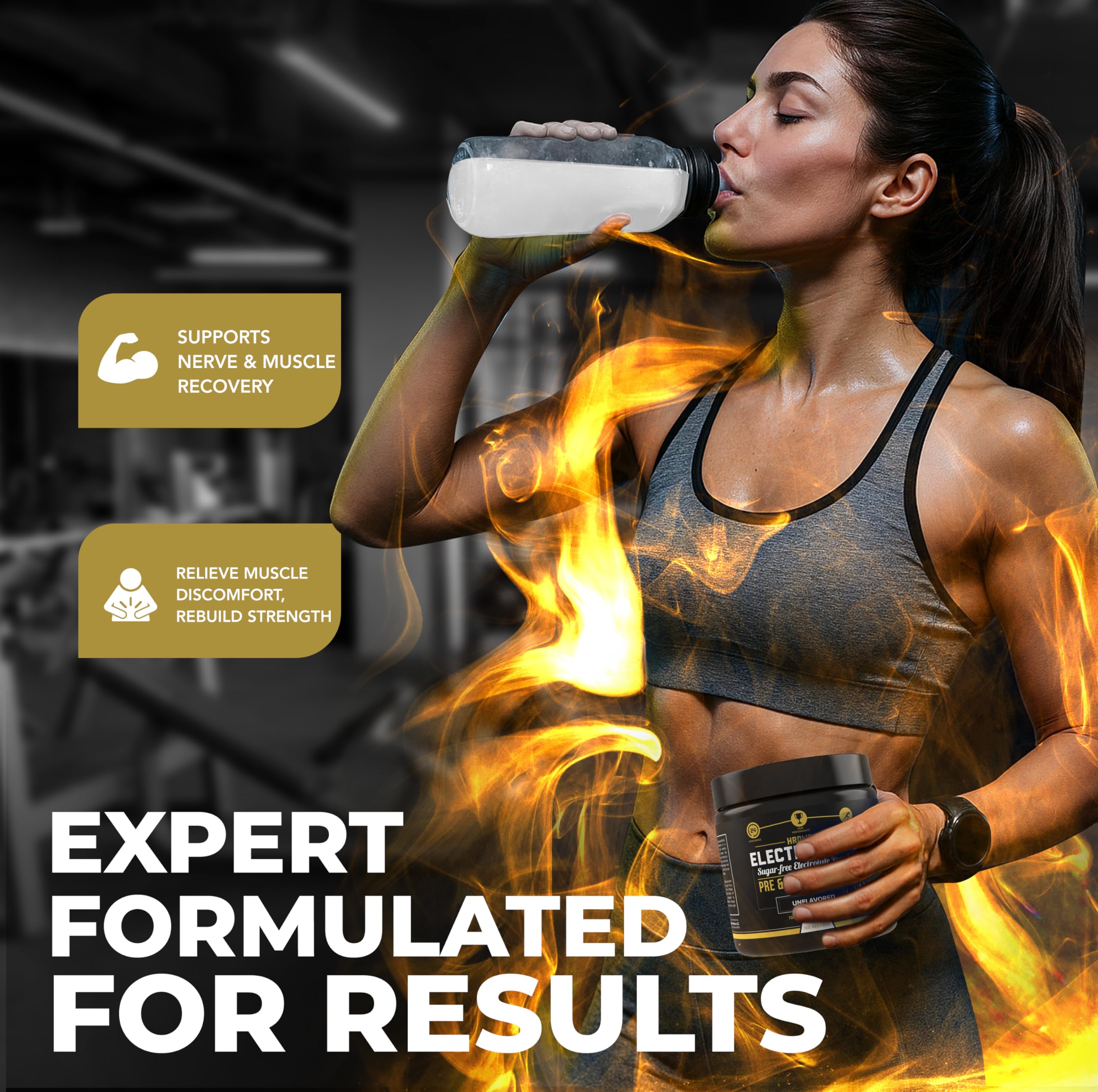 MMA Nutrition HRDWRK bottle top close-up shows clean label and additives-free.