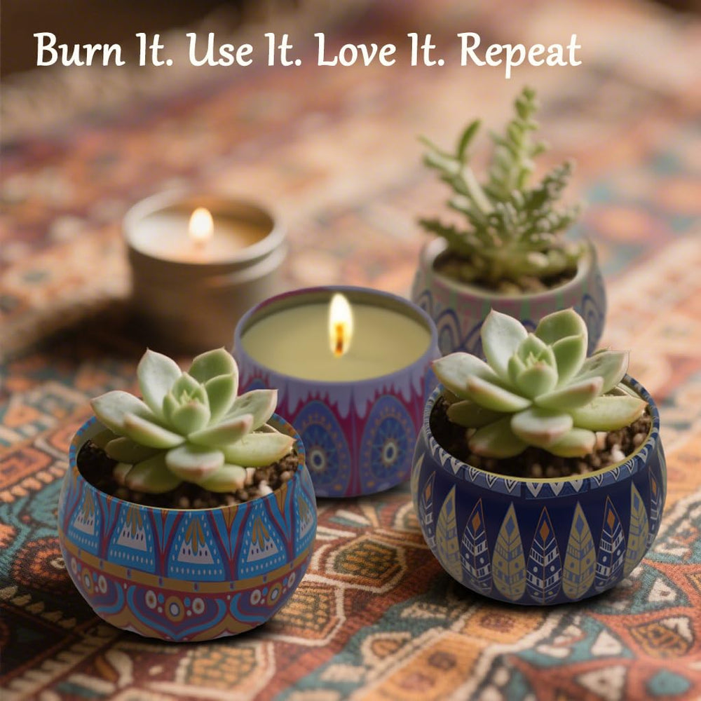 M Mirrowing Round canister candle fits compact spaces and decor